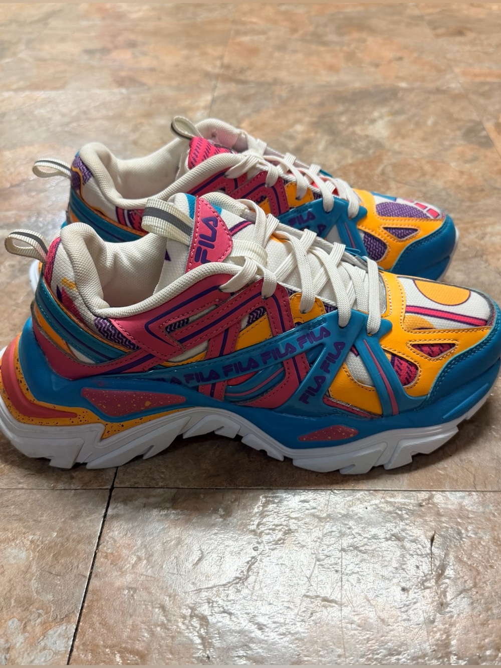 Fila Electrove 2 Sneakers In Vibrant Scuba Blue, Sparkling Cosmo, and Lemon